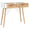 VidaXL Table console Blanc 80x30x75 cm Bois massif pin /rotin naturel 345624
