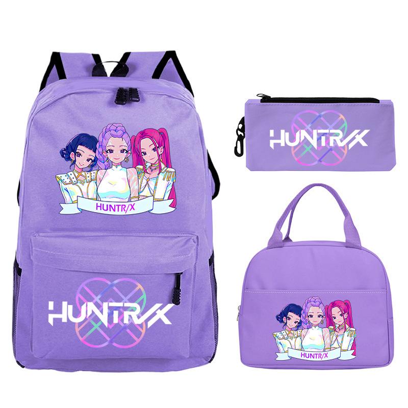 Kpop Peripheral Printing Student Schoolbag Large Capacity Casual Backpack Three-Piece Set