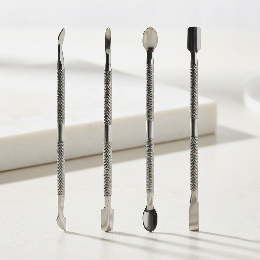 

4Pcs Set Stainless Steel Cuticle Nail Pusher Spoon Remover Manicure Nail Care Tools Nail Clippers Professional Grooming Kit