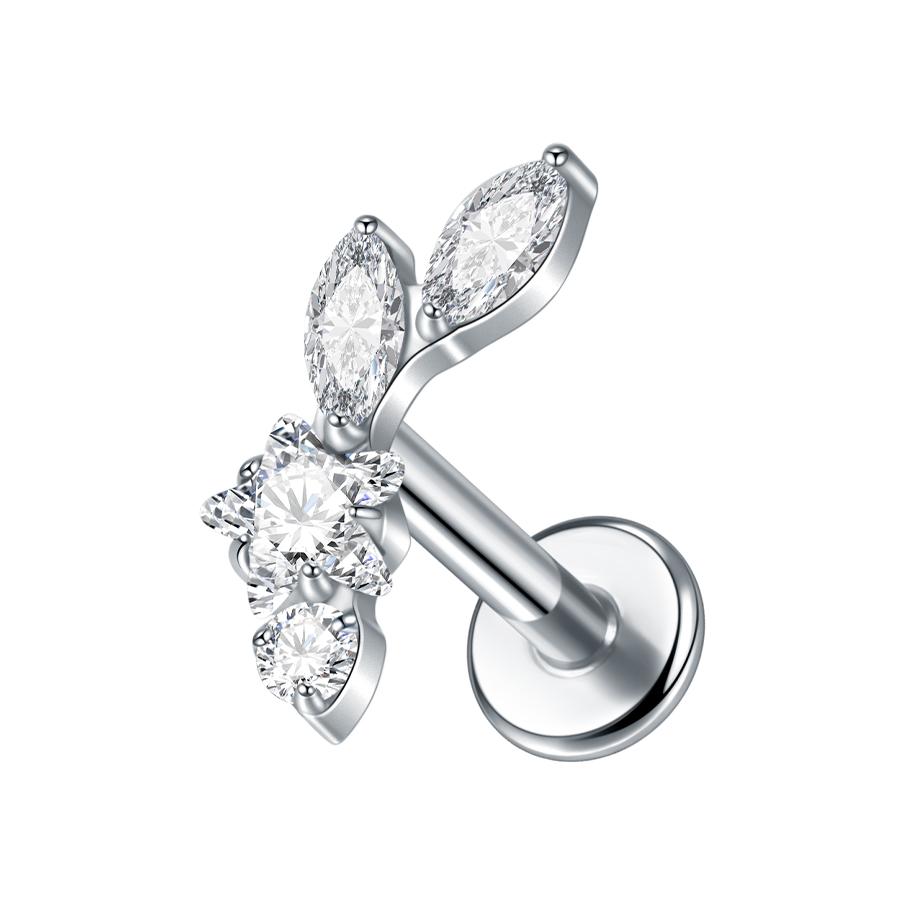 1Pc G23 Titanium Cz Crystal Ear Cartilage Tragus Helix Daith Piercing Internal Thread Lip Stud Labret Piercing Body Jewelry 16G