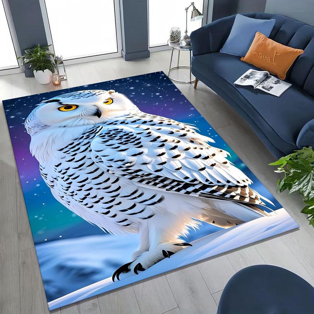 New Mysterious Owl Colorful Cartoon Birds Rug for Bedroom Living Room Sofa Home Doormat Decor,Large Kid Non-slip Floor Mat