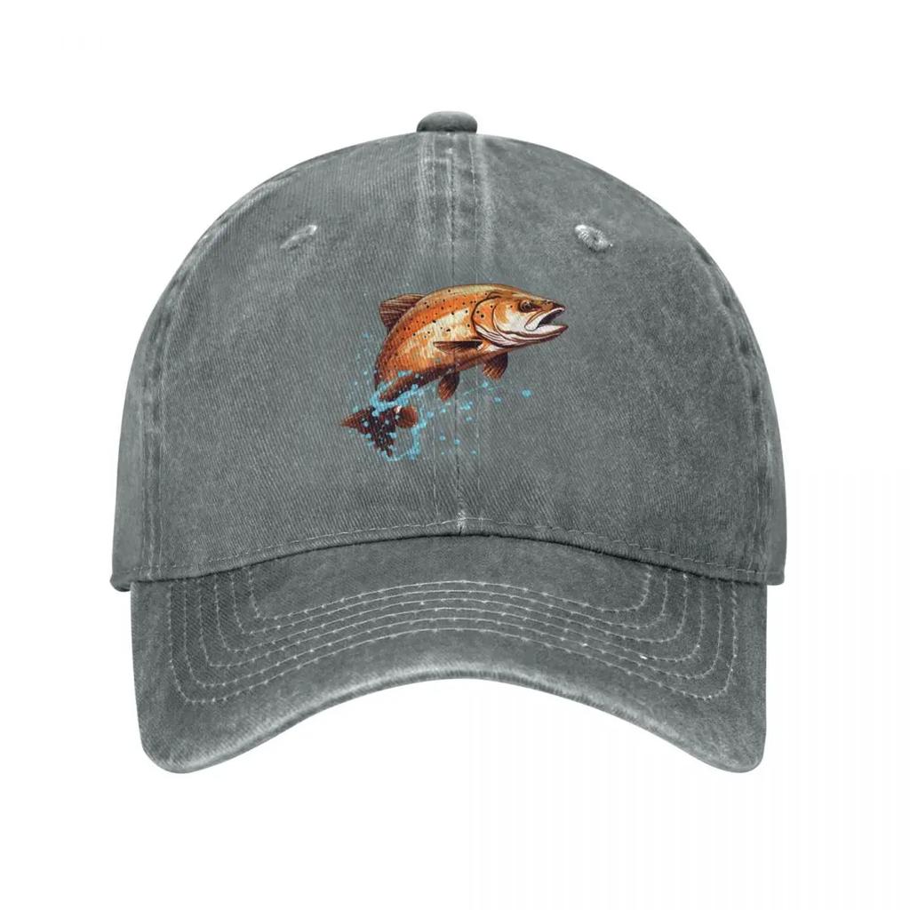 Dripping Brown Trout Baseball Cap derby hat Sun Cap summer hat Fishing cap Unisexs Baseball Womens