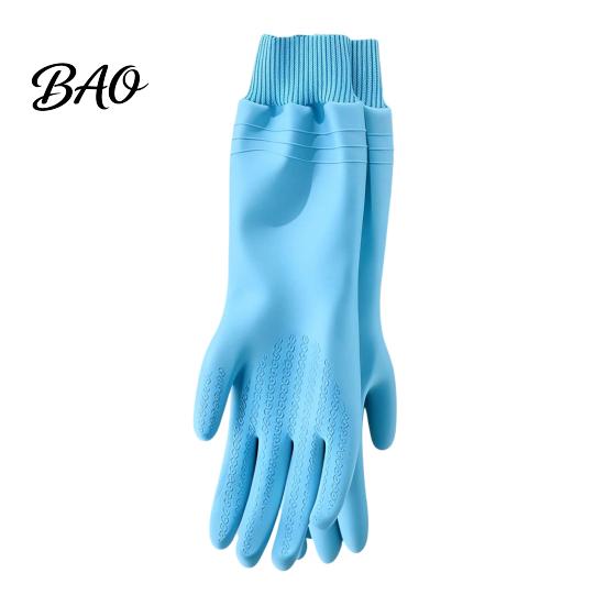 Fleece Lined Cleaning Gloves Dishwashing for Housework, Waterproof PVC Rubber Gloves, Anti-slip Protective Laundry Grip Warm Velvet Lining Kitchen And
