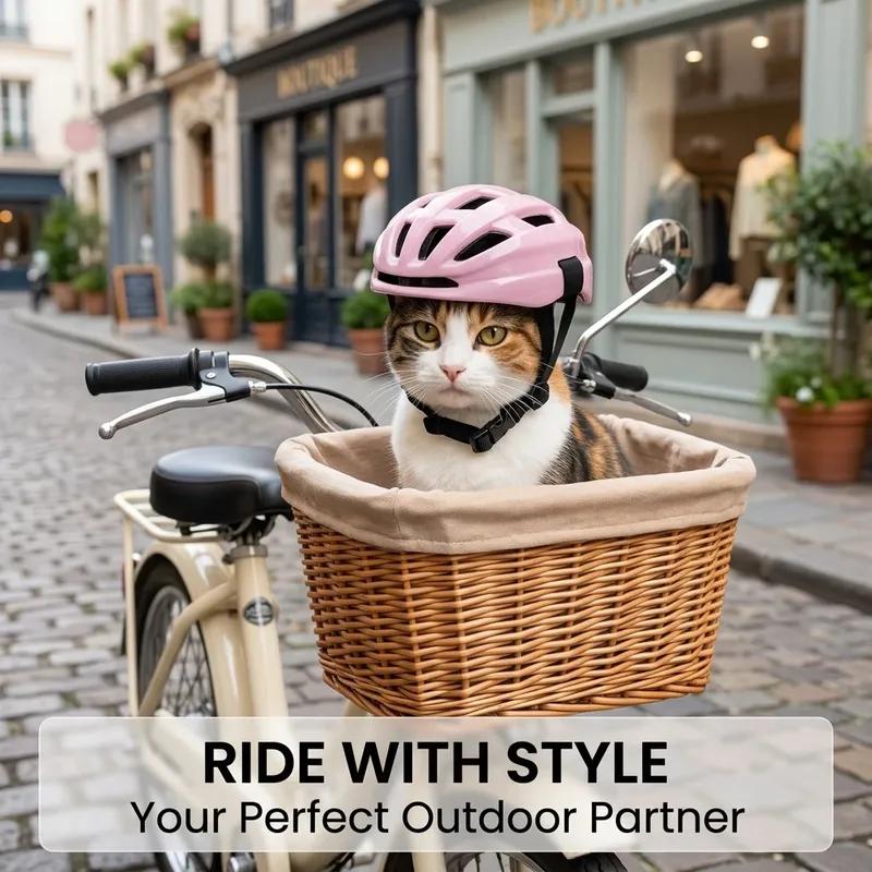 Pet Helmet Dog Helmet for Motorcycle Biking Safety Riding Cap, Adjustable Puppy Kitten Hard Hat with Vents, Breathable Protective Headgear for Small