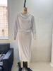 European & American Pleated Batwing Sleeve Midi Dress - 2025 Fashion Collection