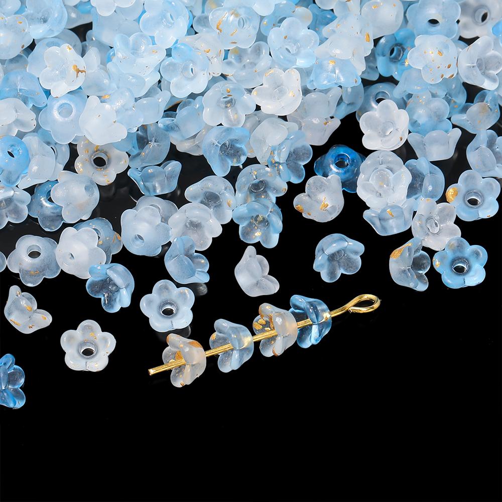100pcs Gradient Color Flower Shaped Beads Caps Acrylic Spacer Beads for DIY Jewelry Earrings Bracelets Necklaces Making Findings