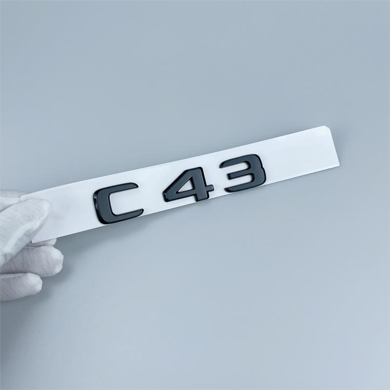 For Mercedes-Benz C-class Black Trunk Car Label C260 C200 C300 C63s C43 Tail Emblems Car Sticker Rear Label Body Side Markers RX7
