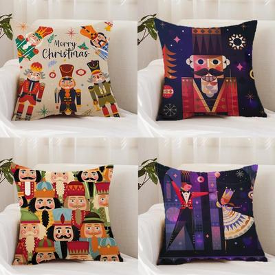 N-Nutcracker S-Soldier Christmas Cushion Cover Premium Comfort Reversible Pillow Cover - Dual - Use Design for Home & Car