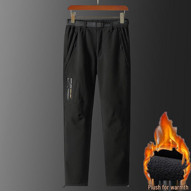 Outdoor Windproof Waterproof Thickened Ski Hiking Softshell Fleece Pants for Men and Women - Autumn Winter