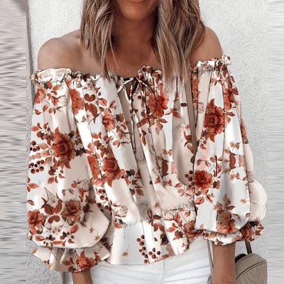 Damen Top Horizontaler Hals Süßer Stil Schnelltrocknend Hohles Design Langarm Weiblich