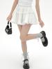 Mini Skirt Women Summer Kawaii Lace Mesh Patchwork Sexy White High Waist A-line Lolita Ruffle Skirt