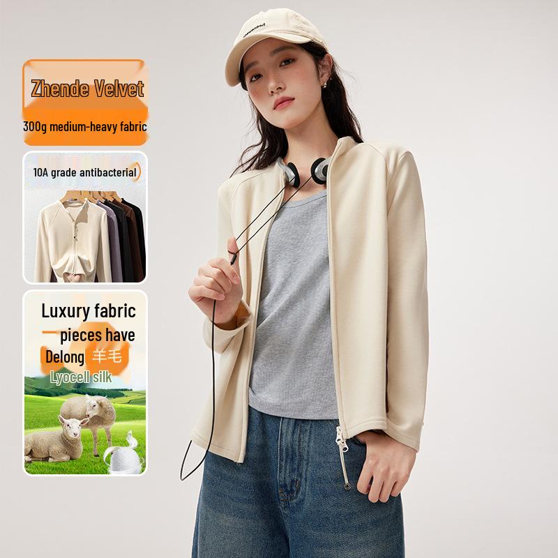 Women's Thickened Double-Sided Fleece Hoodie: Zip-Up, Slim-Fit Cardigan for Autumn & Winter