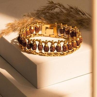 Rudraksha Bracelet For Men Premium Mens Bracelet 5 Mukhi Mens Bracelet Gold Plated  Bracelet For Men