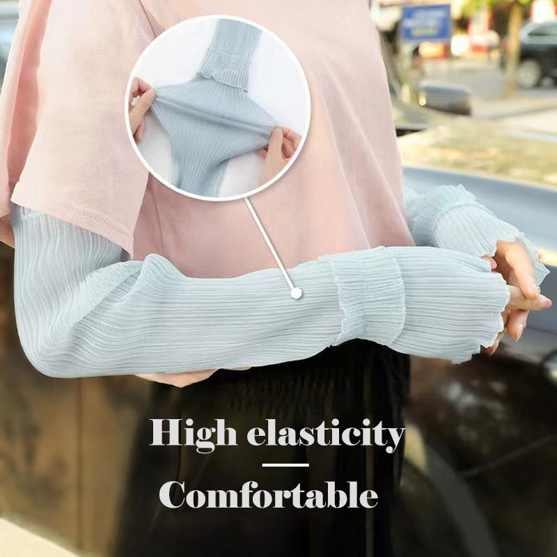 Summer Car Driving Long Lace Sleeves Sunscreen Gloves UV Protection Thin Ice Silk Breathable Women Arm Sleeves Moto Street Gear