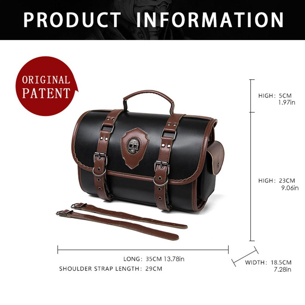 Leather Motorcycle Bag Riding Side Frame Bag Vintage Design Motorcycle Accessories for Rear Seat Side Frame and Electric Scooter