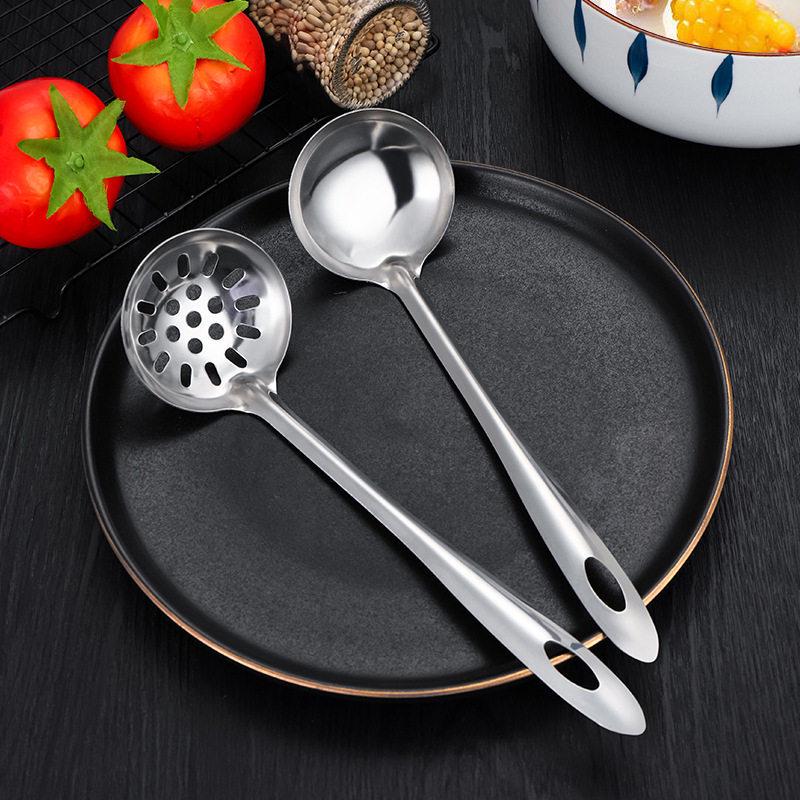 Stainless Steel Hot Pot & Soup Ladle Set with Long Handle and Colander
