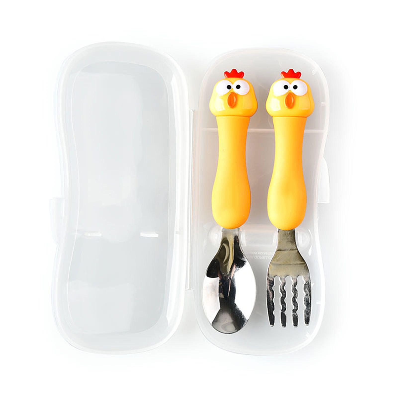 

Детская вилка ложка пластиковая ручка нержавеющая сталь столовые приборы для обучения кормлению детей собака (черный)