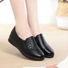 2025Soft Soled Mother Black Single Shoes Leather Non-slip Casual Comfortable Middle-aged Ladies Flat Shoes Ladies Leather Shoes