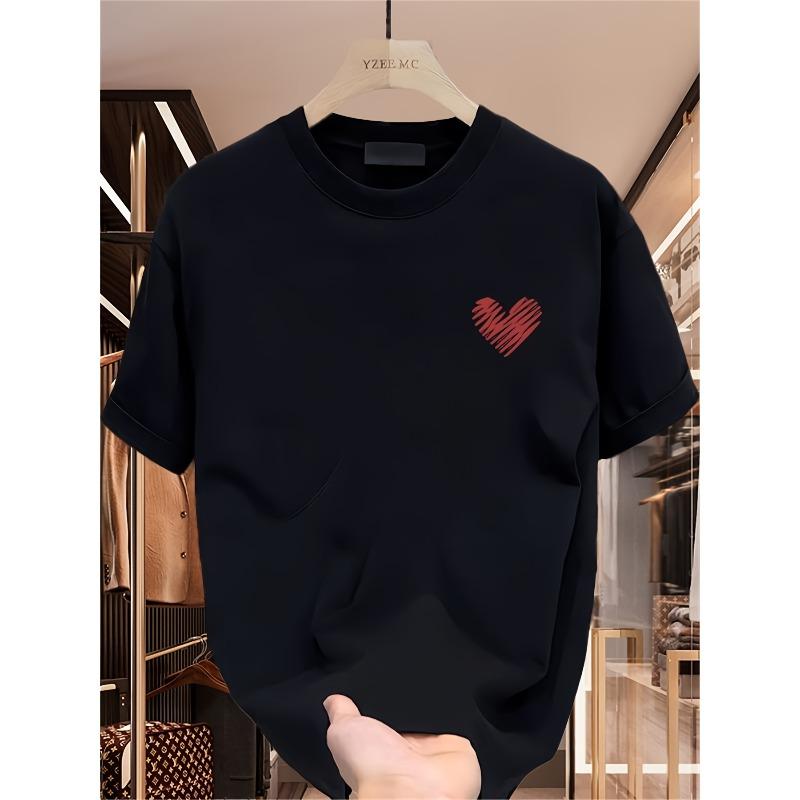 European Sizes Fashion Printed Short-Sleeve T-Shirt for Men In Summer Heavy Korean-Style Japanese-Style Printed Versatile Tops for Men