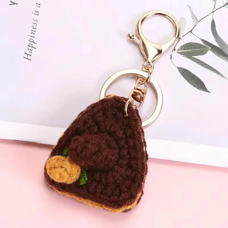 Creative Knit Keychain Cartoon DIY Burger Ice Cream Pendant Keychain Charms Handmade Pendant for Girl Cute Gift Car Decorations