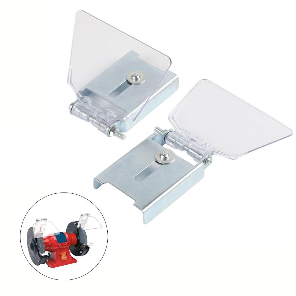 2pcs Bench Grinder Safety Guards Eye Protection Shields With Bracket For 50mm Width Grinders Stainless Steel & ABS