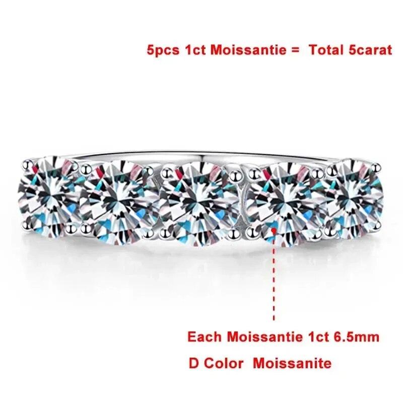 

Кольцо с муассанитом для женщин, 5 мм, 6,5 мм, из стерлингового серебра S925, вечно сверкающее бриллиантовое кольцо, обручальные кольца, ювелирные изделия GRA 8