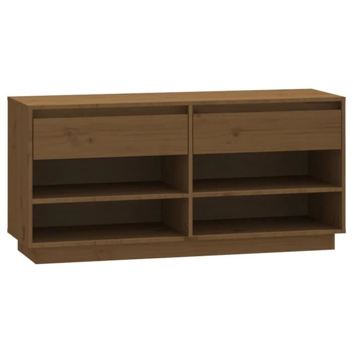 VidaXL Armoire à chaussures Marron miel 110x34x52cm Bois de pin massif 814447