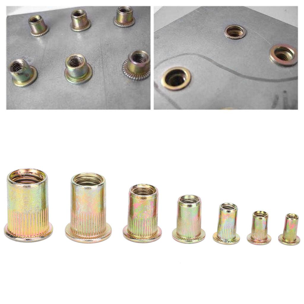 128Pcs Steel Rivet Nut ColorPlated Zinc Boxed M345681012 Combination Vertical Thread