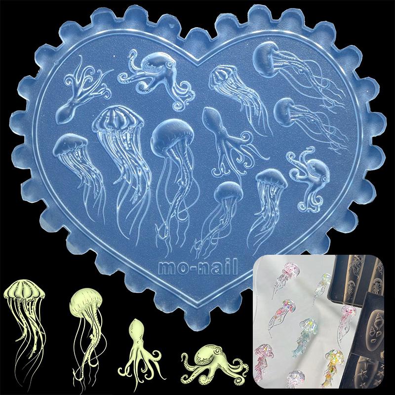 1Pcs Ocean Theme Sea Shell Goldfish Starfish Cherry Strawberry 3D Acrylic Nail Mold Nail Decorations Diy Silicone Manicure Mold