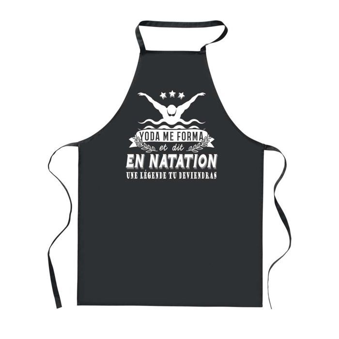 Tablier de cuisine - PLANETEE - Natation Légende Humour - Noir - 90x60 cm - Impression bretonne