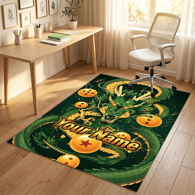 Personalized Crystal Velvet Carpet,Dragon Ball Custom Printed Name, Plush Area Rug For Home Indoor Decor