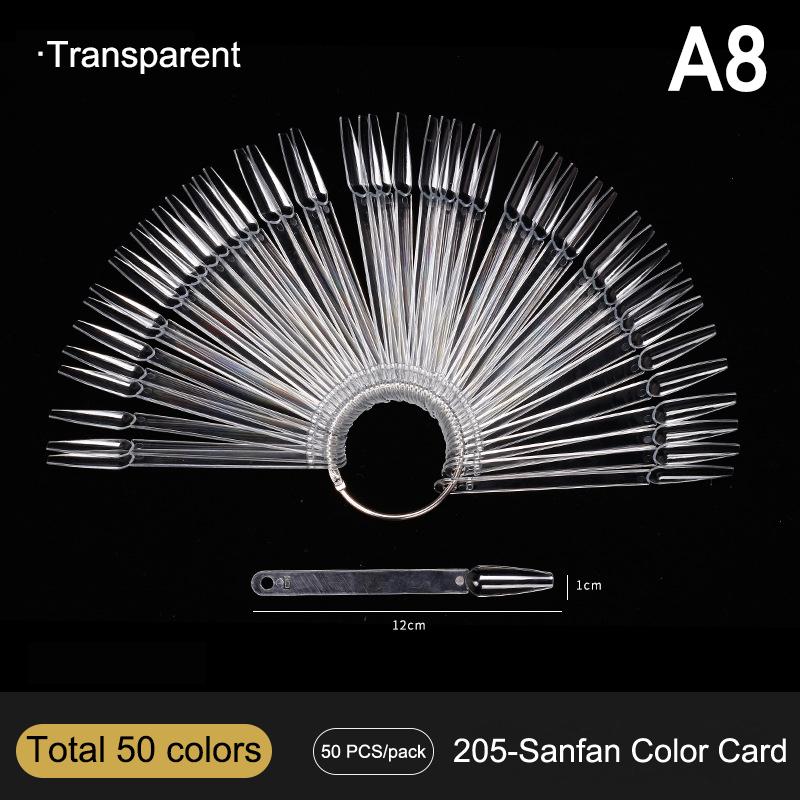 50Pcs False Nail Tips Polish Palette Nail Art Practice Color Display Sticker, Press On Nails Showing Shelf for DIY Manicure Tool