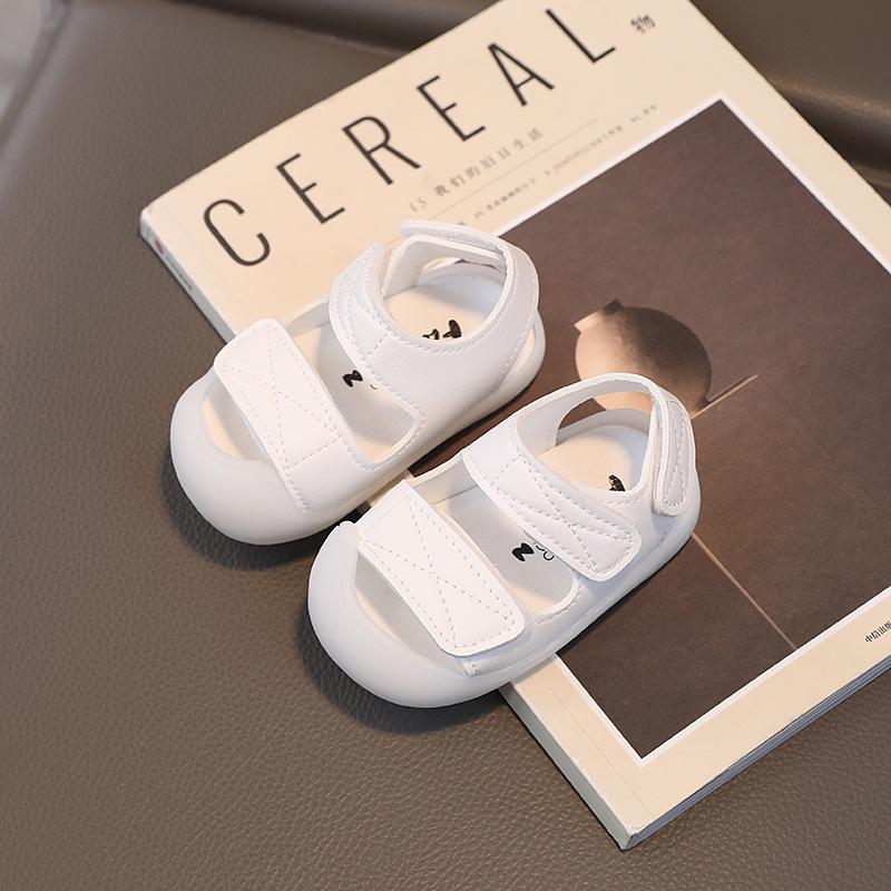 

Летние детские сандалии: Закрытый носок, Мягкая подошва, Липучка, Унисекс пляжная обувь Size 15-19 (order 5 pairs) белый