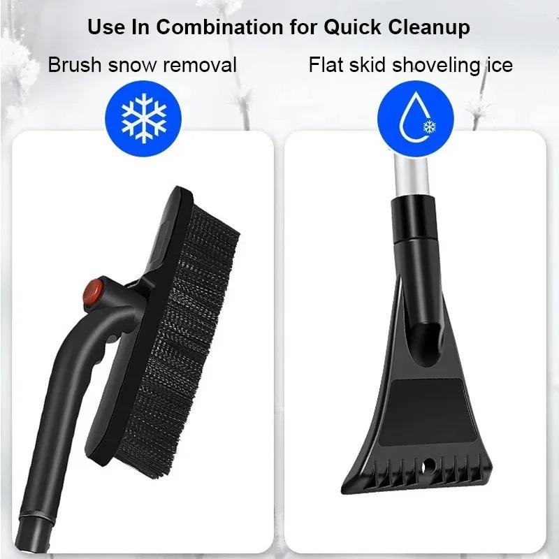 Extendable & Detachable Snow Shovel Ice Scraper - All-in-One Windshield Cleaning Tool with Brush for Winter Car Maintenance