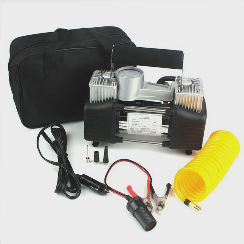 High-Power Double Cylinder 12V Metal Car Tire Inflator - Portable Single Cylinder Air Pump