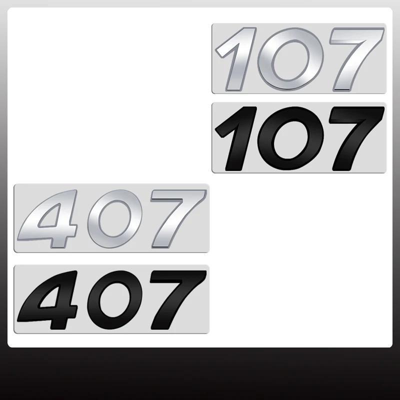 1pcs  107 407 Lettering Sticker Car Badge Logo 3D Metal Trunk Emblem Decoration Accessories Decorative Styling