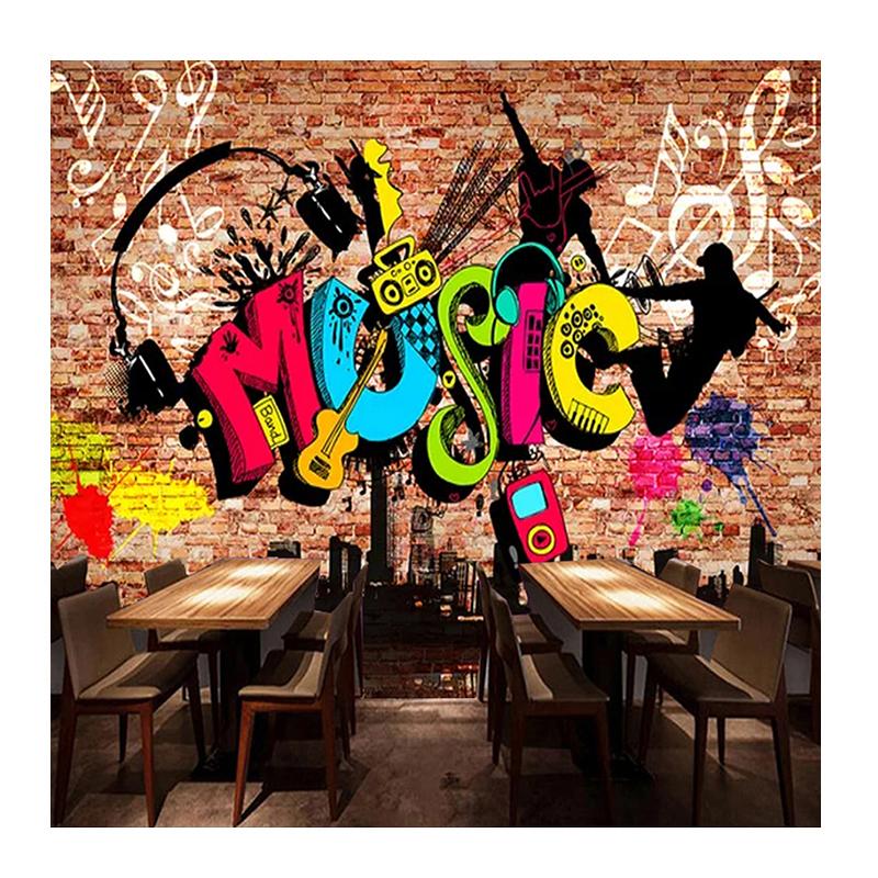 

Art Music City Wallpaper Graffiti Brick Wall Painting Large Poster Bar Restaurant 3d Wallpaper Mural Home Decoration 200 cm(W) x 140 cm(H)