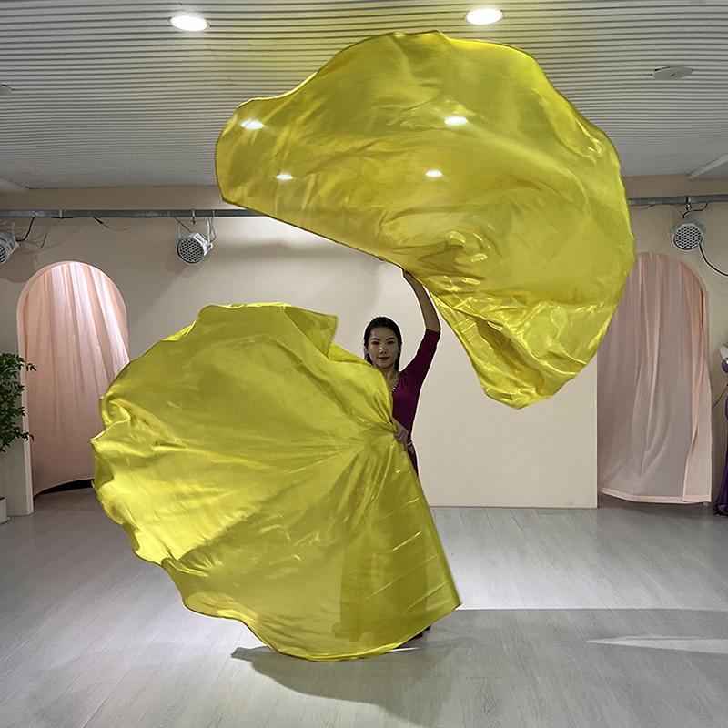Dance Props Flag With Telescopic Sticks 140*140Cm Multiple Colors Belly Dance Semicircle Flags Performance Props Accessories