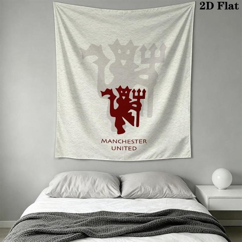 Manchester Unitedaa Tapisserie Murale Accrochage Mural Esthétique Couverture en Tissu Imprimé Tapisseries Décoratives pour Chambre à Coucher Salon Décoration de la Maison