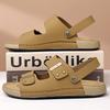 Fashion Summer New Designer Leather Sandals for Men Solid Color Fashion Casual Dual-use Slippers Male Outwear Beach Shoes Man