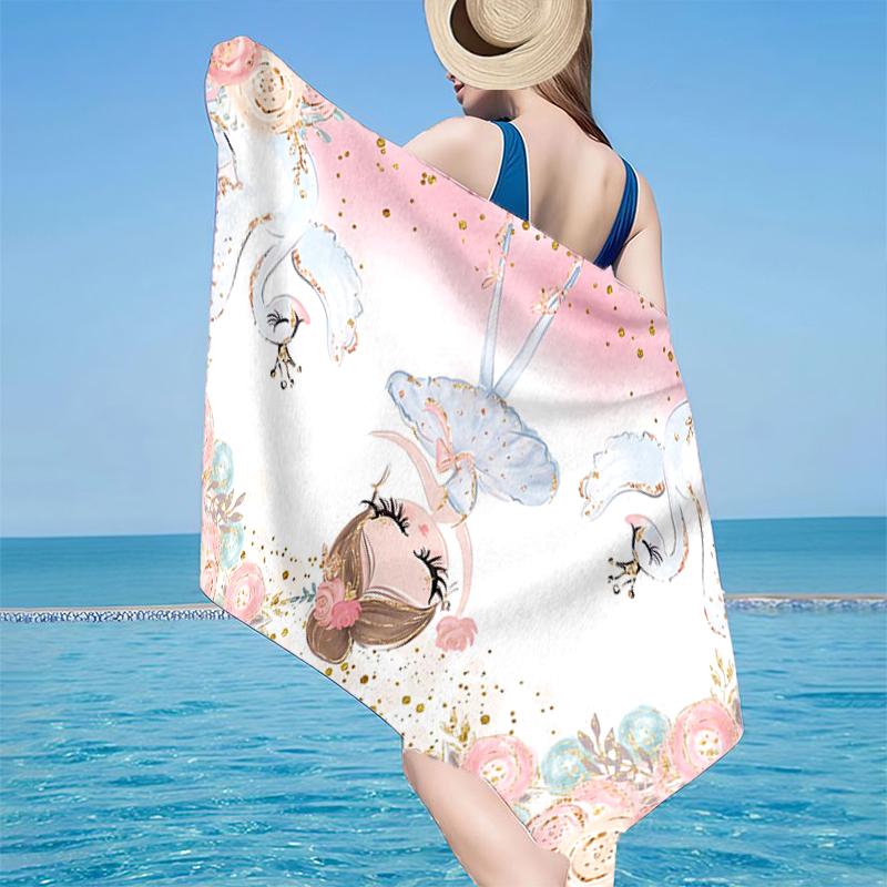 Ballerina And Swan Dance Beach Towel, Super Soft Microfiber, Gift for Her/Him, Birthday, for Pool, Beach, Travel, Home Decor Fan gifts