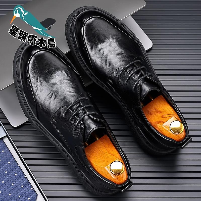 Men's shoes tooling big head leather shoes outdoor casual shoes low top cowhide surface business gentleman leather shoes