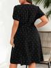GIBSIE Große Größen Quadratischer Ausschnitt Gepunktetes Gürtelkleid Damen Elegant Retro Puffärmel Hohe Taille Sommer A-Linie Großer Schwung Kleider