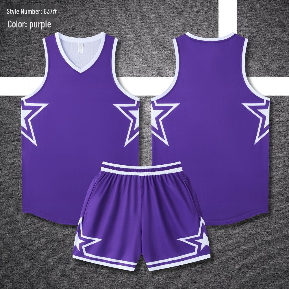 Basketball Uniform Set - Unisex Sports Jersey for College Competition & Training, Customizable with Numbers 2XL фиолетовый