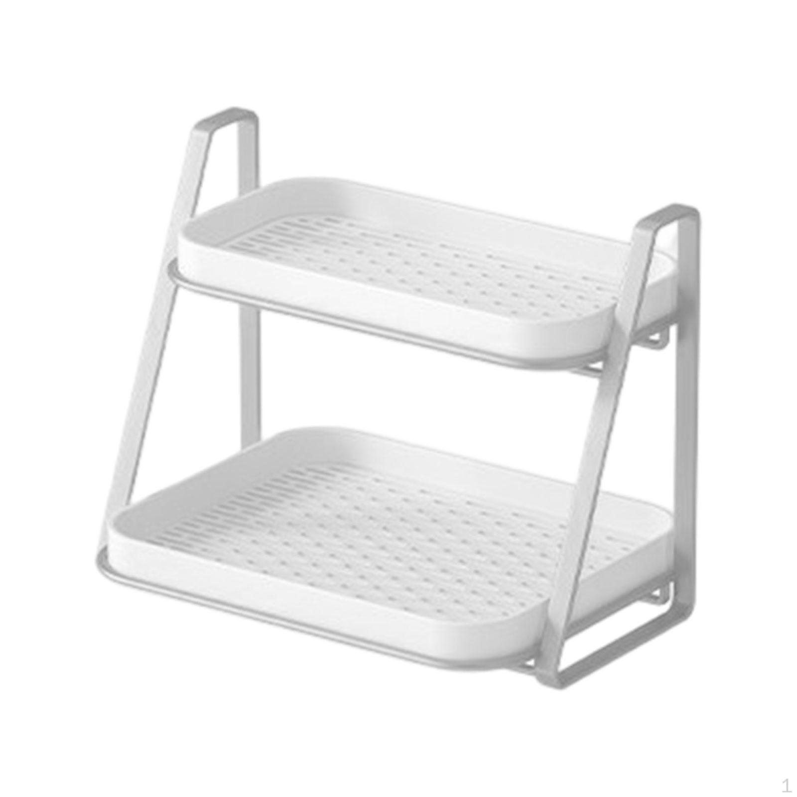 

Double Layer Dish Drying Rack ,Water Mug , Drainer Storage Drain Shelf for Countertop Medium tray