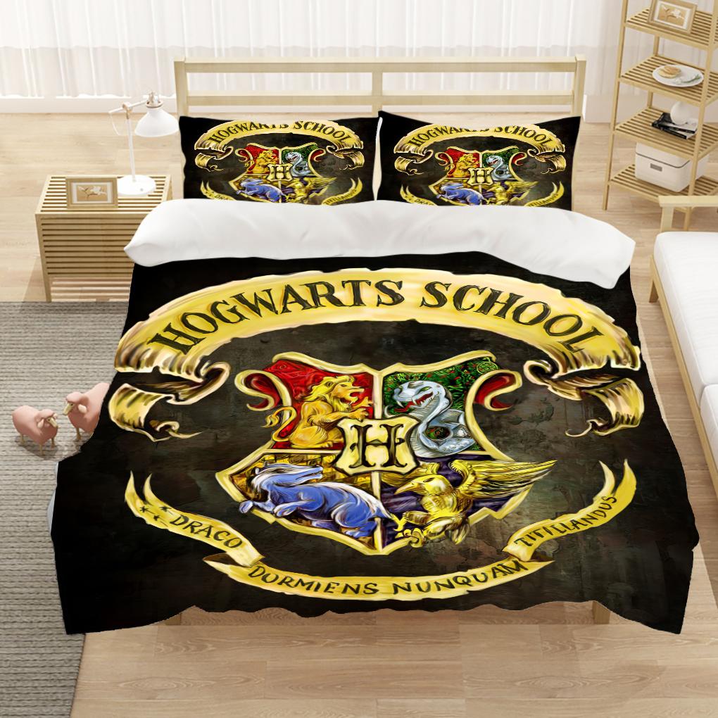 Marauders Map Four Magic College 3Pcs Duvet Cover Sets Cartoon Bedding Set Sheet Children Room Bed Sheet Pillow Case