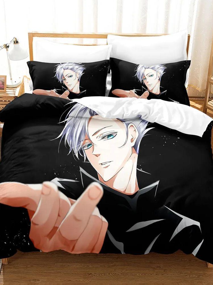 Japanese Famous 3D Anime Jujutsu Kaisen Satoru Gojo Christmas Gift King Twin Double Child Bedding Set Microfiber Duvet Cover Set