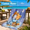 Custom Name Nightly Tiger Hugs Pooh Beach Towel Microfiber Beach Towel, Lightweight and Quick-Dry, for Summer Travel, Swimming Pool Gift