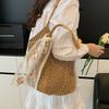 Hollow Hand-woven Bag Women's Leisure Large-capacity Straw Bag Seaside Vacation Shoulder Beach Bag Knitted Tote Bag