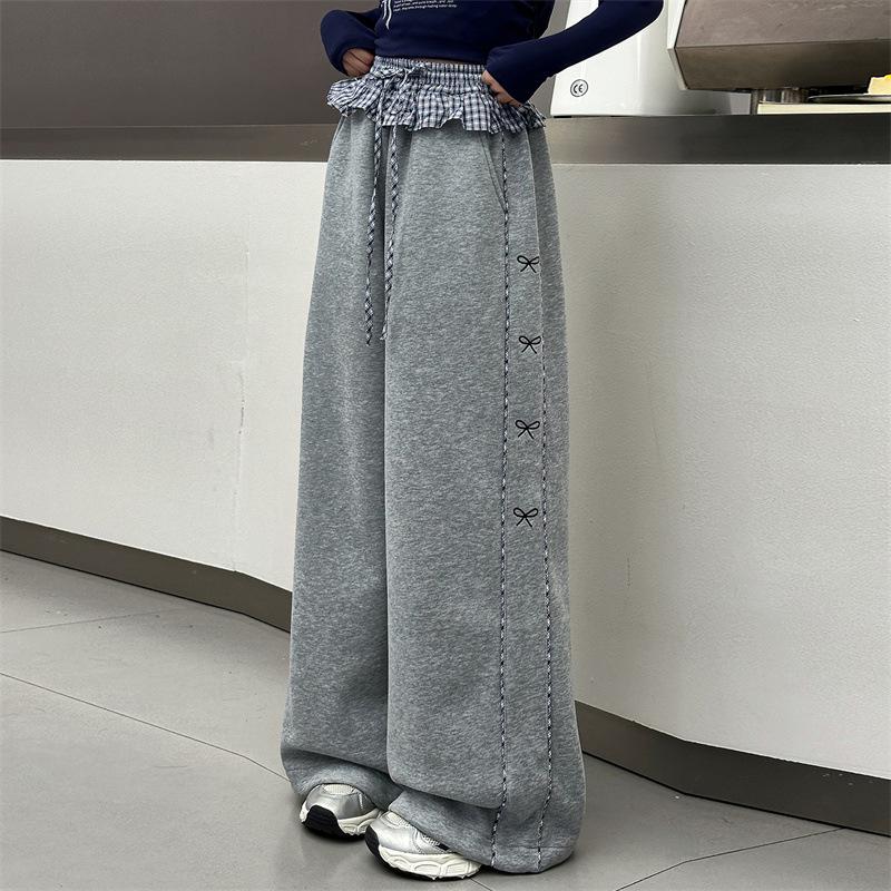 Girls' Fleece-Lined Wide-Leg Pants: Fashionable Autumn/Winter Children's Wear